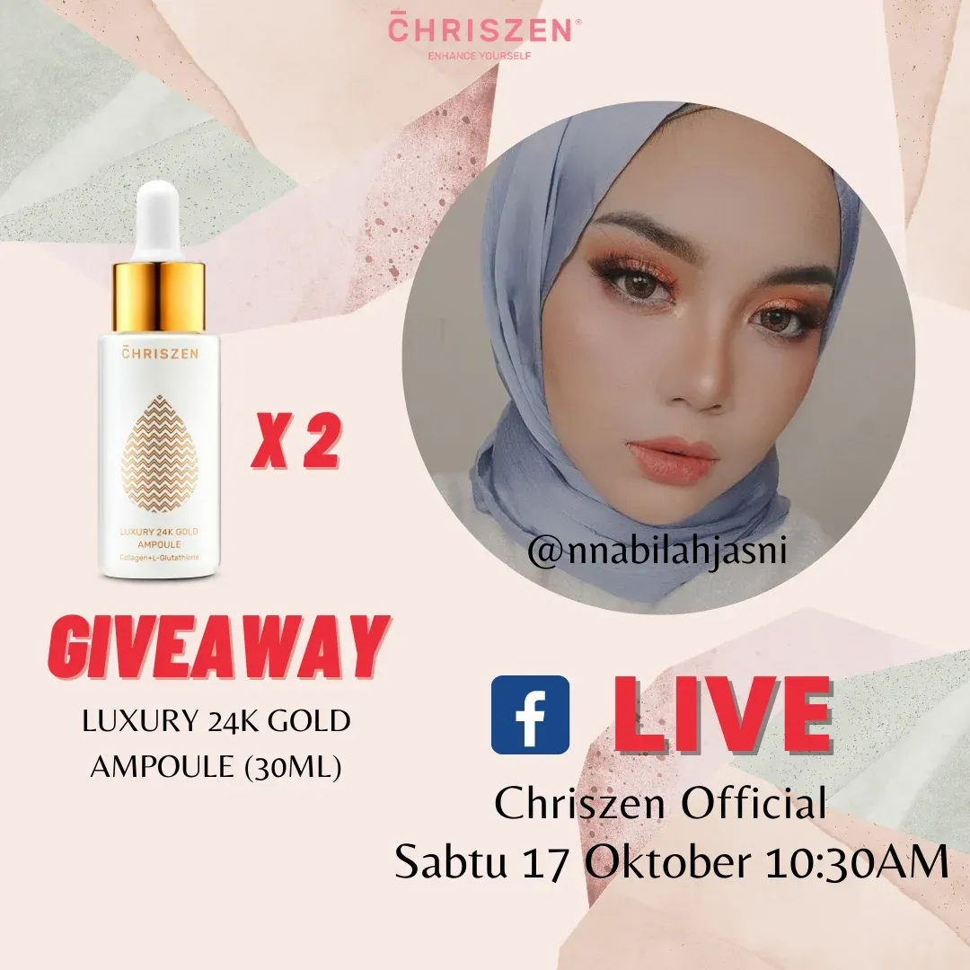 Chriszen Facebook Live giveaway poster featuring Nabilah