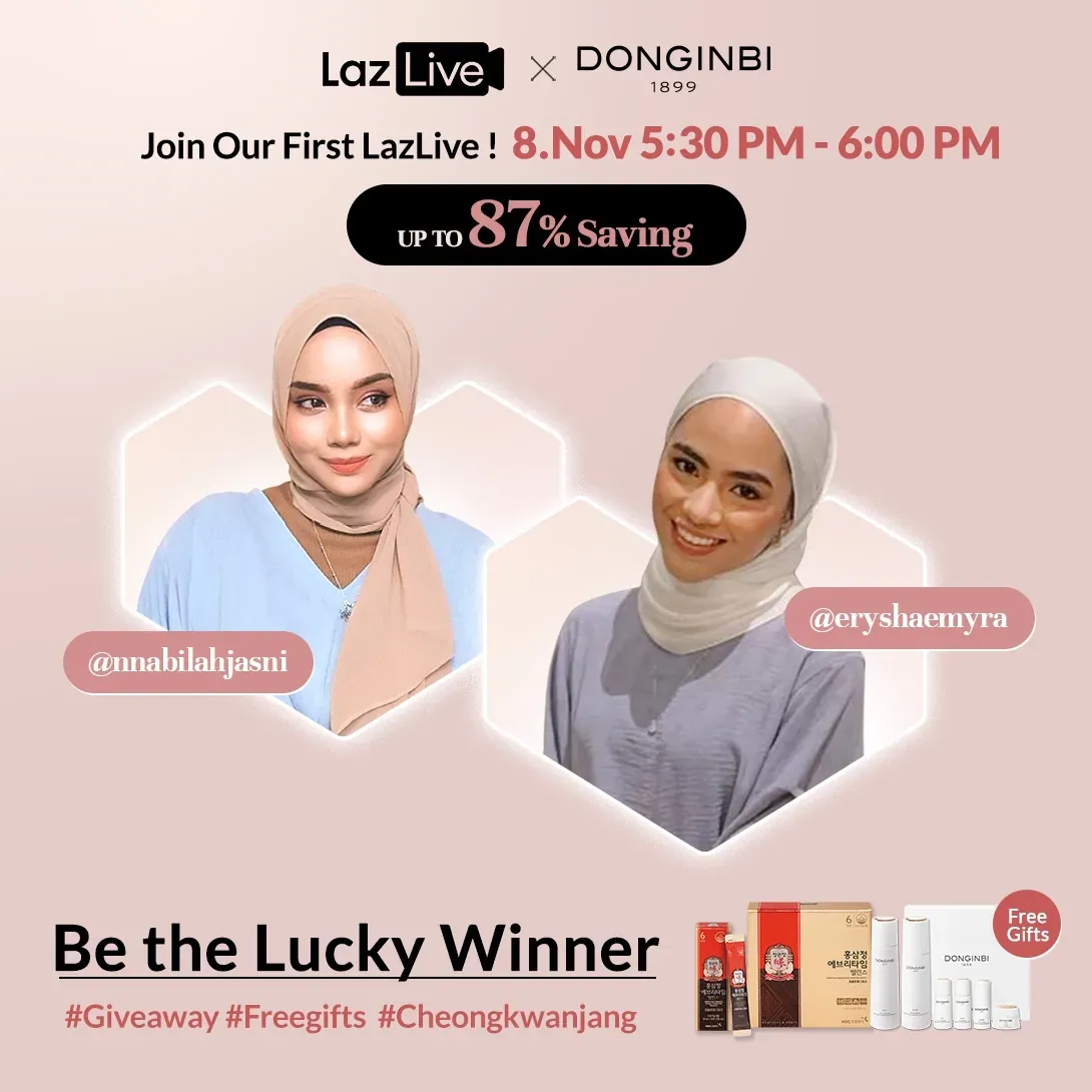 Poster for Donginbi 1899's first LazLive, with Nabilah as co-host